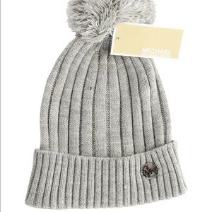 Michael Kors grey beanie with pompom